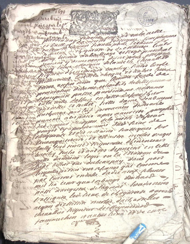 Etude de Me Pierre Lagrene à Amiens (étude n°4). Minutes des années 1699-1700
