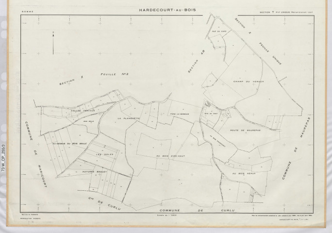 Plan du cadastre rénové - Hardecourt-au-Bois : section T