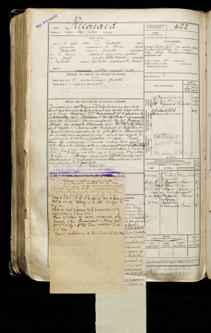 Ricouard, Didier Serge Zéphir, né le 04 août 1896 à Embreville (Somme), classe 1916, matricule n° 422, Bureau de recrutement d'Abbeville