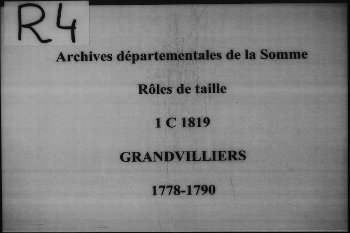 Rôle de répartition des tailles et accessoires de la commune de Granvilliers (Oise)