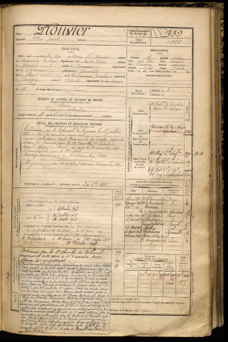 Plouvier, Arthur Joseph, né le 30 novembre 1870 à Boiry-Saint-Martin (Pas-de-Calais), classe 1890, matricule n° 739, Bureau de recrutement de Péronne