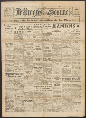 Le Progrès de la Somme, numéro 22343, 30 avril 1941