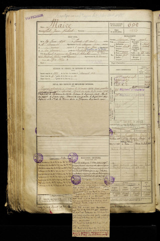 Maire, Paul Jean Robert, né le 29 juin 1895 à Paris 18e Arrondissement (Paris), classe 1915, matricule n° 692, Bureau de recrutement d'Amiens