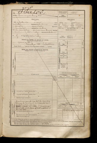 Watré, Henri Auguste Florentin, né le 04 juillet 1874 à Arrest (Somme), classe 1894, matricule n° 1411, Bureau de recrutement d'Abbeville