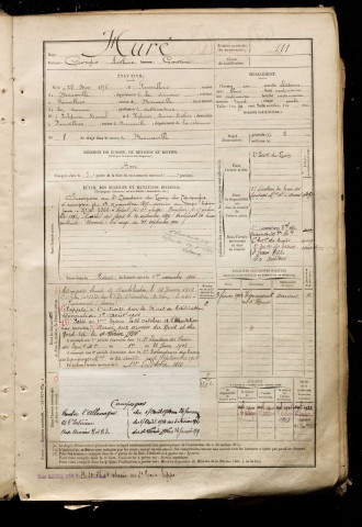 Huré, Georges Arthur Gaston, né le 25 mai 1876 à Fienvillers (Somme), classe 1896, matricule n° 111, Bureau de recrutement d'Abbeville