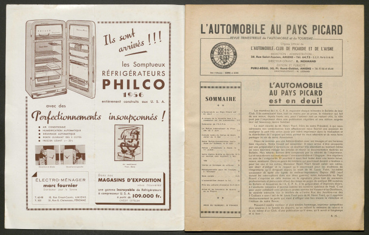 L'Automobile au Pays Picard. Revue de l'Automobile et du Tourisme. Organe officiel de l'Automobile-Club de Picardie et de l'Aisne, 384, juin 1956