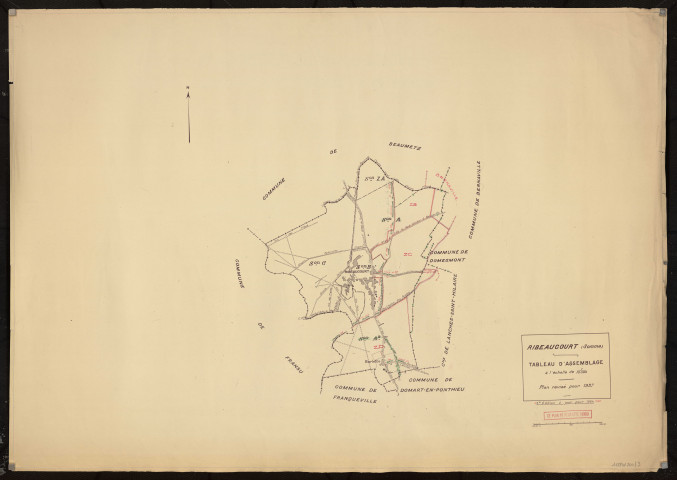 Plan du cadastre rénové - Ribeaucourt : tableau d'assemblage (TA)
