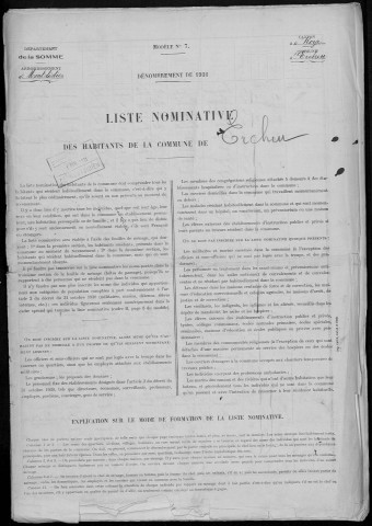 Recensement de la population : Ercheu