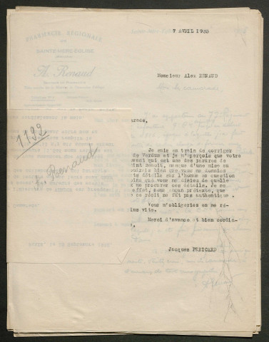 Témoignage de Renaud, Alexandre (Adjudant devenu docteur en pharmacie) et correspondance avec Jacques Péricard