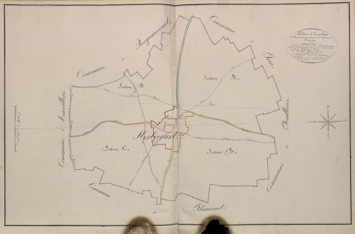 Plan du cadastre napoléonien - Atlas cantonal - Herbecourt : tableau d'assemblage