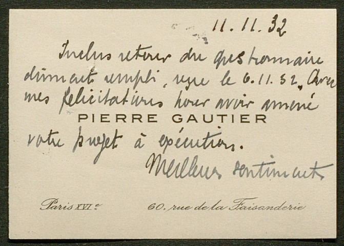 Témoignage de Gautier Pierre (Caporal chef de pièces mitrailleuses) et correspondance avec Jacques Péricard