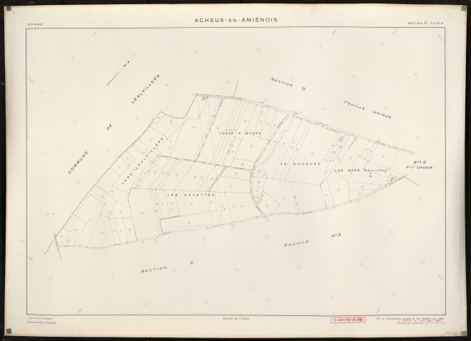 Plan du cadastre rénové - Acheux-en-Amiénois : section C3