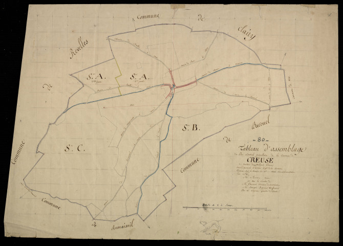 Plan du cadastre napoléonien - Creuse : tableau d'assemblage