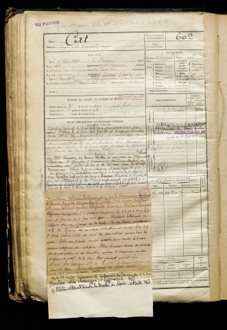 Cat, Serge Jules Edmond, né le 02 mai 1901 à Amiens (Somme), classe 1921, matricule n° 602, Bureau de recrutement d'Amiens