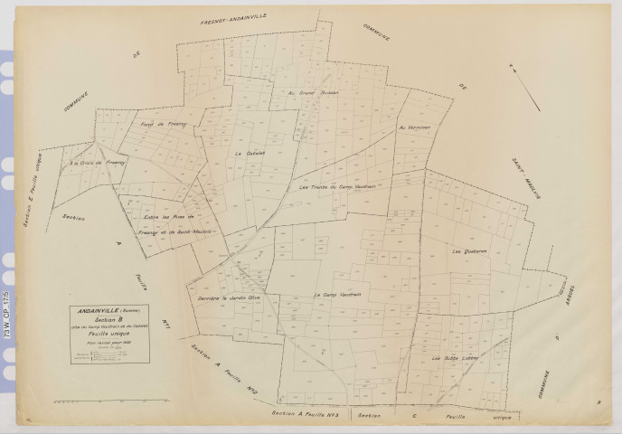 Plan du cadastre rénové - Andainville : section B