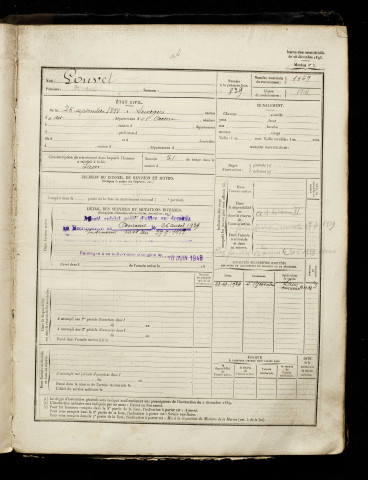 Louvet, Marcel, né le 25 septembre 1898 à Levergies (Aisne), classe 1918, matricule n° 1169, Bureau de recrutement d'Amiens