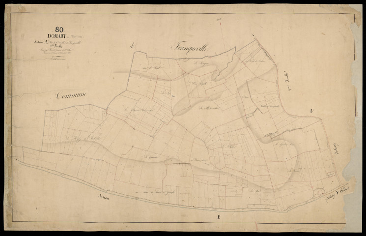 Plan du cadastre napoléonien - Domart -en-Ponthieu (Domart) : Vallée de Franqueville (La), A1
