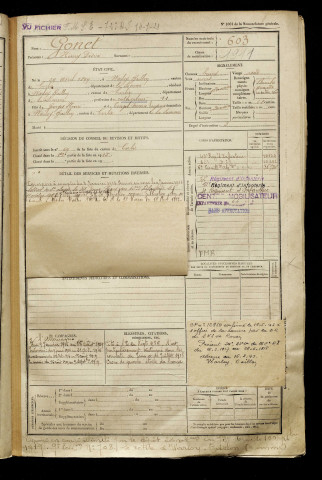 Gonet, Henry Désiré, né le 29 avril 1897 à Warloy-Baillon (Somme), classe 1917, matricule n° 603, Bureau de recrutement d'Amiens