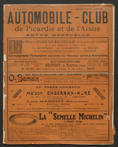 Automobile-club de Picardie et de l'Aisne. Revue mensuelle, 4e année, janvier 1908
