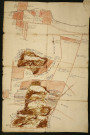 Plan du XVIIe siècle représentant les terres et bois sur le chemin de Frémontiers à Poix