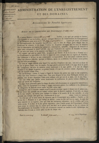 Répertoire des formalités hypothécaires, du 15 germinal an X au 24 floréal an X, registre n° 032 (Abbeville)