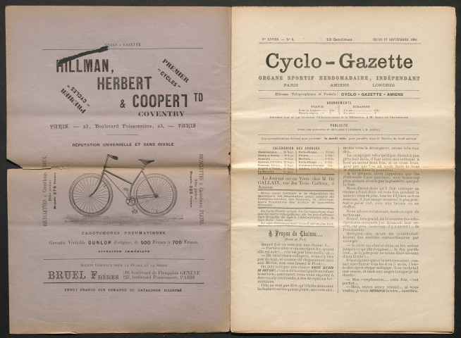 Cyclo-Gazette. Organe sportif hebdomadaire indépendant, numéro 5