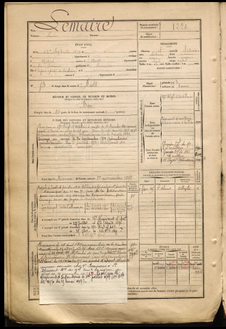 Lemaire, Lucien, né le 13 septembre 1869, classe 1889, matricule n° 1220, Bureau de recrutement d'Abbeville