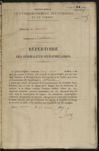 Répertoire des formalités hypothécaires, du 29/03/1866 au 30/05/1866, registre n° 258 (Abbeville)
