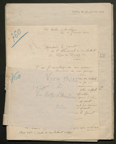 Témoignage de Vion, L. et correspondance avec Jacques Péricard