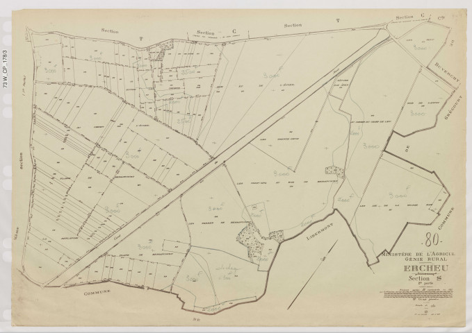 Plan du cadastre rénové - Ercheu : section S2