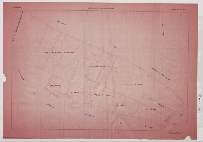 Plan du cadastre rénové - Ailly-sur-Somme : section AB