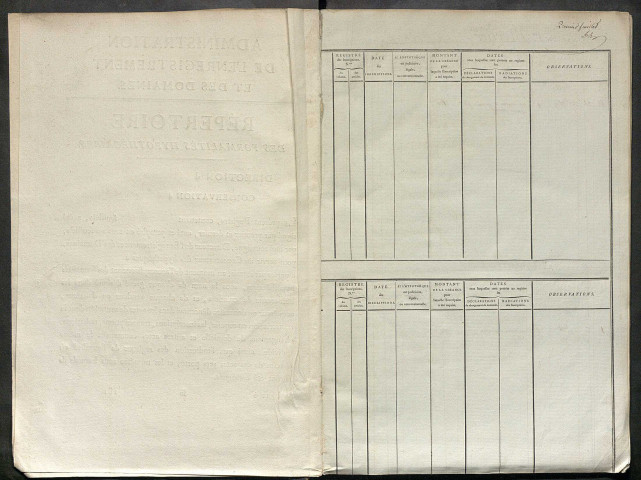 Répertoire des formalités hypothécaires, du 07/08/1816 au 23/01/1819, registre n° 072 (Péronne)