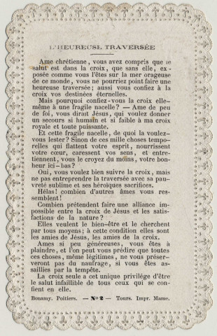 L'Heureuse Traversée. La Croix dans une nacelle. L'heureuse traversée