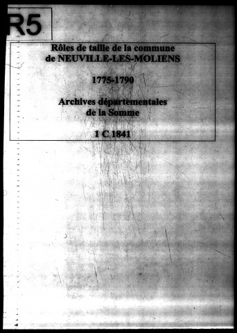 Rôle de répartition des tailles et accessoires de la commune de Neuville-les-Molliens (Oise)