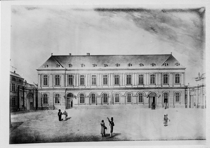 La façade de l'ancien Hôtel de ville d'après une gravure de Leprince