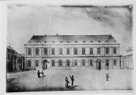 La façade de l'ancien Hôtel de ville d'après une gravure de Leprince