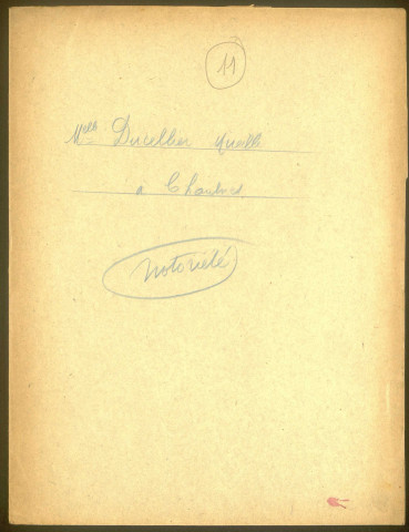 Chaulnes. Demande d'indemnisation des dommages de guerre : dossier Ducellier Mireille