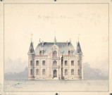 Château de M. de Brandt : dessin de la façade principale par l'architecte Paul Delefortrie