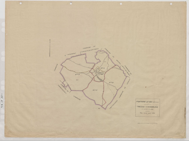 Plan du cadastre rénové - Fontaine-le-Sec : tableau d'assemblage (TA)