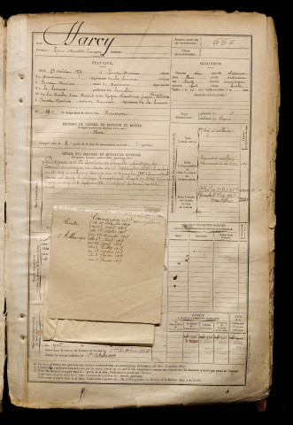 Darcy, Henri Armand François, né le 29 août 1872 à Forest-Montiers (Somme), classe 1892, matricule n° 665, Bureau de recrutement d'Abbeville