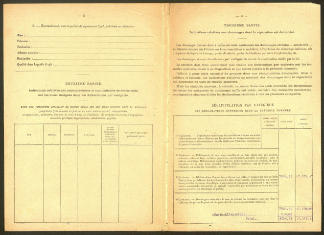 Bray-sur-Somme. Demande d'indemnisation des dommages de guerre : dossier Cauche-Caudron