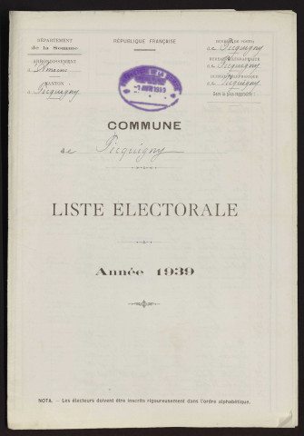 Liste électorale : Picquigny