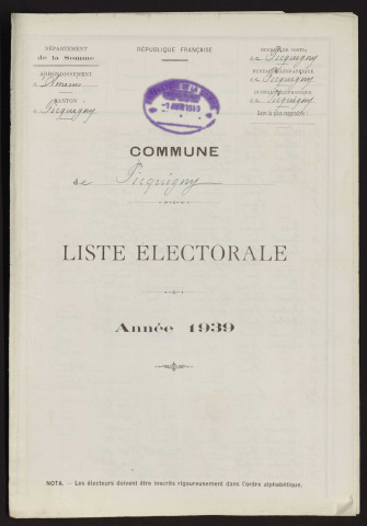 Liste électorale : Picquigny