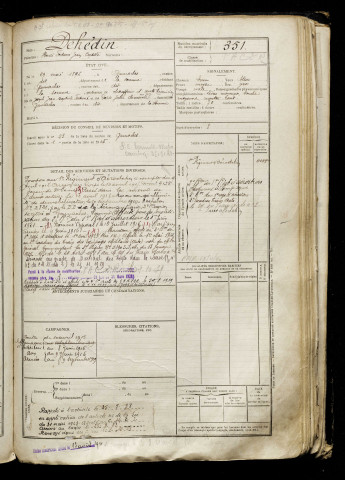 Dehédin, Henri Fortuné Jean Baptiste, né le 29 mai 1896 à Gamaches (Somme), classe 1916, matricule n° 351, Bureau de recrutement d'Abbeville