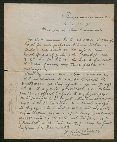 Témoignage de Guillaume, G. (Docteur) et correspondance avec Jacques Péricard