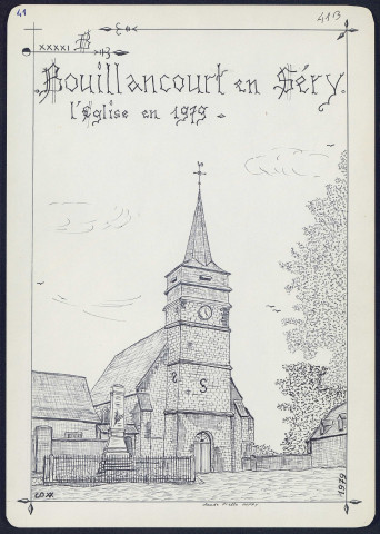 Bouillancourt-en-Séry : l'église en 1979 - (Reproduction interdite sans autorisation - © Claude Piette)