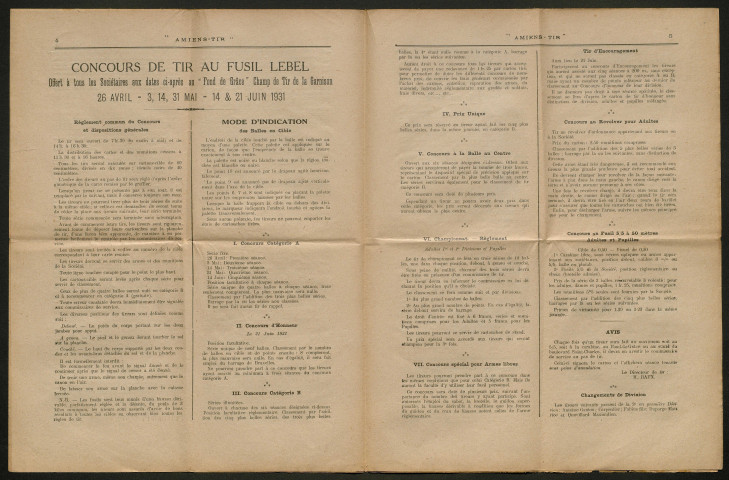 Amiens-tir, organe officiel de l'amicale des anciens sous-officiers, caporaux et soldats d'Amiens, numéro 29 (avril 1931)