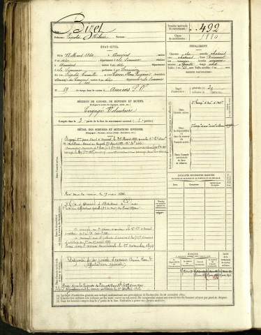 Bizel, Léopold Hilaire, né le 18 mars 1860 à Amiens (Somme, France), classe 1880, matricule n° 492, Bureau de recrutement d'Amiens