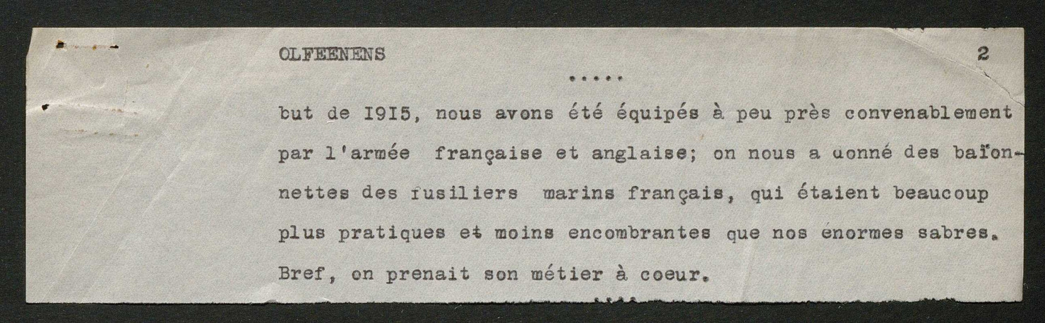 Témoignage de Geenens, O. et correspondance avec Jacques Péricard