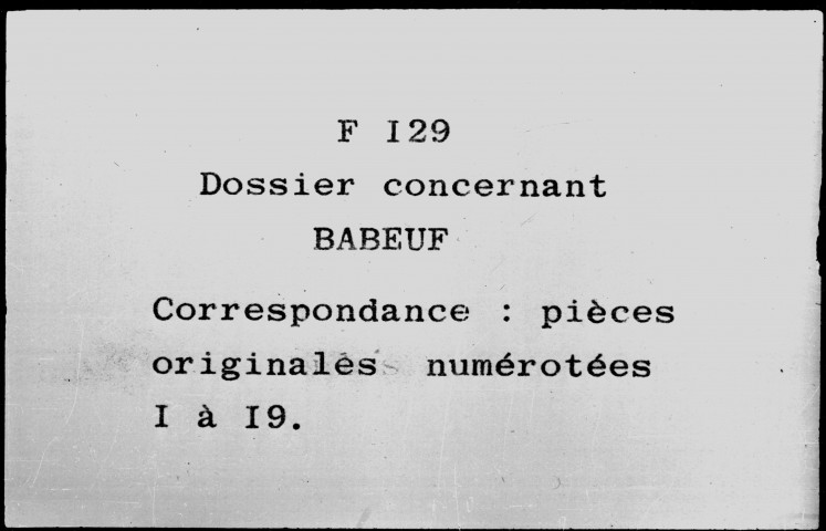 Dossier concernant Babeuf
